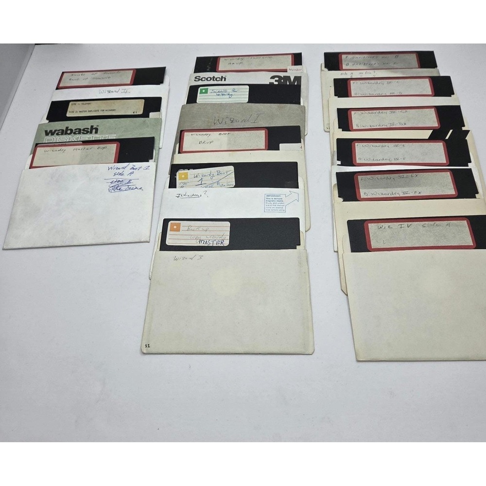 Vintage Wizardry I II III IV RPG 13 Disk Lot 5.25 Floppy Apple II Untested